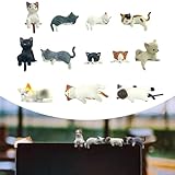 ZINREOG Cat Car Interior Accessories Dashboard Decorations, Set of 12 Cute Car Dash Decor Rearview Mirror Ornament for Women Girl Cute Anime Decor for Home Garden Office