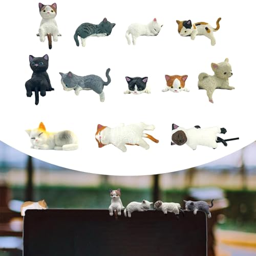 ZINREOG Cat Car Interior Accessories Dashboard Decorations Set of 12 Cute Car Dash Decor Rearview Mirror Ornament for Women Girl Cute Anime Decor for Home Garden Office