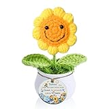 Papá Regalo Maceta de Girasol a Crochet de Amor del Día del Padre para Abuelo Cumpleaños Tío Paternidad Hecho a Mano Tejido Flor Padrino Navidad Jubilación Agradecimiento Decoración Adornos (Padrino)