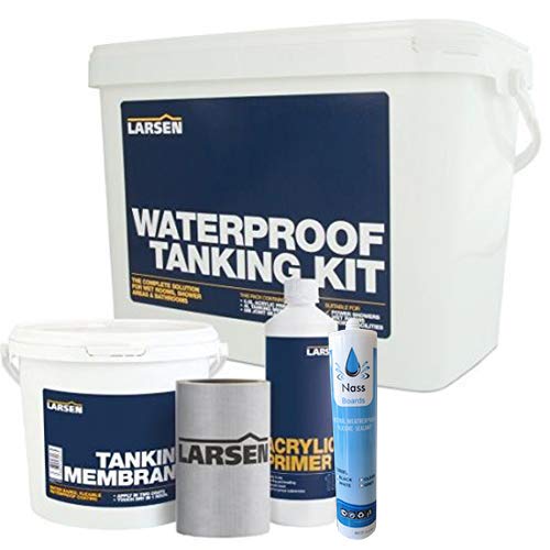 Larsen Wet Room System Waterproof Tanking Kit 4m - Premium Sealant Kit for Wetrooms, Bathrooms, Wet Zones and Changing Rooms Quick Dry Easy Installation