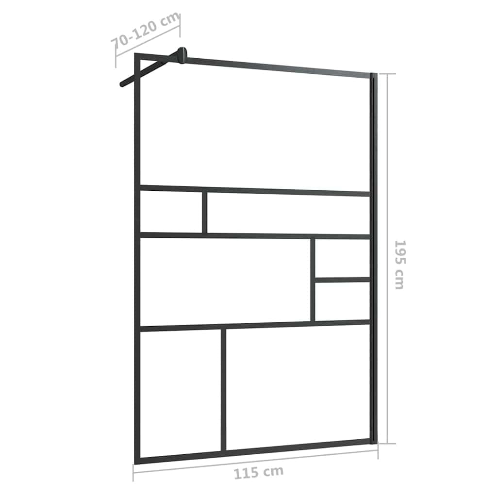 Fengshui Mampara de ducha de cristal templado (115 x 195 cm) | Cristal de seguridad de 5 mm, marco de aluminio, perfil ajustable, barra de sujeción flexible, fácil de limpiar