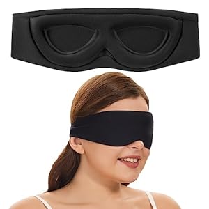 Alaska Bear Sleep Mask for Side Sleepers 2022 Headband Design, Cup-Shaped and Extra-Soft, 100 Blackout Eye Mask Shades Cover for Men and Women Home or Travel, Machine Washable, Black