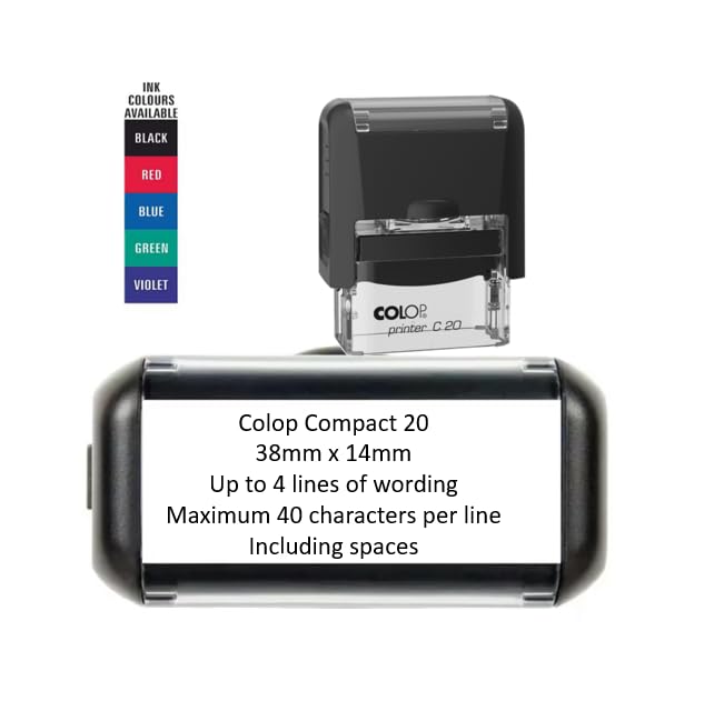 Personalised Custom Made Self-Inking Business Company Address Garage Rubber Ink Stamp - 38mm x 14mm (Up to 4 Lines)