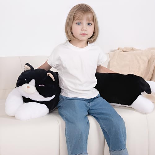 Image of 40'' Giant Cat Plush Stuffed Animal, Jumbo Black Cat Long Body Pillow Plush Toy, Large Soft Stuffy Kitty Cat Plushie Gift for Kids Boys Girls, Birthday