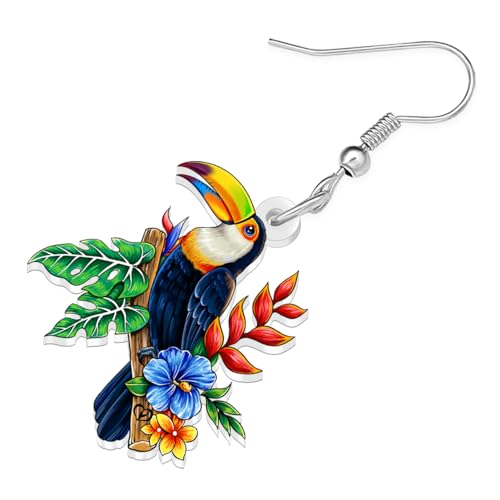 LONYOO Boucles D'oreilles Oiseaux Tropicaux Toucan En Acrylique Boucles D'oreilles En Verre Margarita Cadeaux D'été Pour Femmes Maman (Multicolore) – vue 4