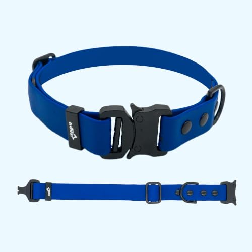 Image of Adil's Biothane Waterproof Dog Collar, Dog Leash & Collar Leash Combo | Heavy Duty TPU Coated Webbing | Adjustable Quick Release Buckle | Odour Resistant (Blue, M-18, Collar only)