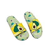 LUKIFU Frauen Hausschuhe Sommer Obst Hausschuhe Frauen Sommerkleidung Mode Avocado Hausschuhe Zu Hause Badezimmer Weiche Unterseite Flip Flops-Avocado