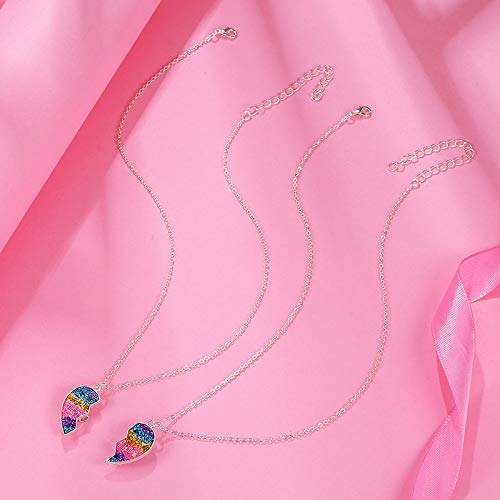 COLORFUL BLING 2Pcs/Set Best Friends Broken Heart Puzzle Rainbow Koala Pendant Necklace Best Friends Forever BFF Friendship Jewelry for Women3