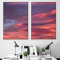 2 Piece Framed Canvas Wall Art Colorful Sky and Mountain Landscape Canvas Prints Home Artwork Decoration for Living Room,Bedroom - 16