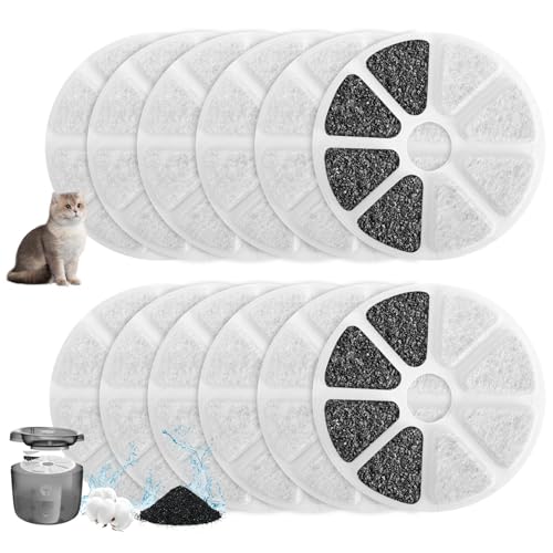 12 Stück Katzenbrunnen Filter für Philips PAW3210/02 Trinkbrunnen,Dreifaches Filtersysteme Aktivkohle Ersatzfilter,Replacement Wasserfilter,Cat...