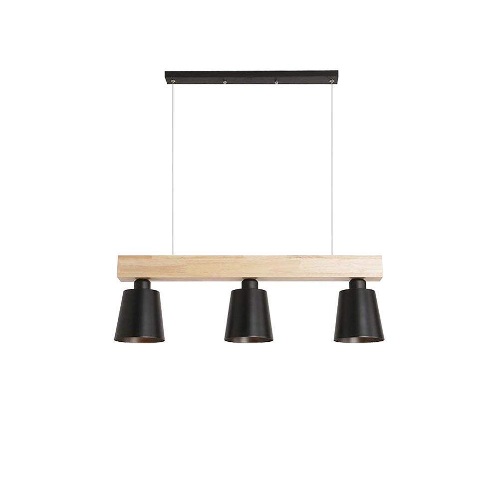 GBLY Hängelampe Vintage Pendelleuchte Esstisch: 3 Flammig Hängeleuchte Holz Schwarz Wohnzimmer Esszimmerlampe Retro E27 Lampenfassung MAX.25W Esstischlampe für Schlafzimmer Küche Bar Flur