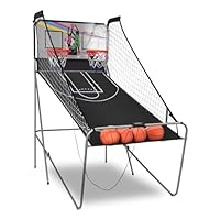 FANTASK 8 in 1 Basketball Automat Elektronisch, Basketballautomat klappbar, Basketballautomat mit 4 Bällen, 8 Spielmodi, für Kinder Erwachsene, Grau