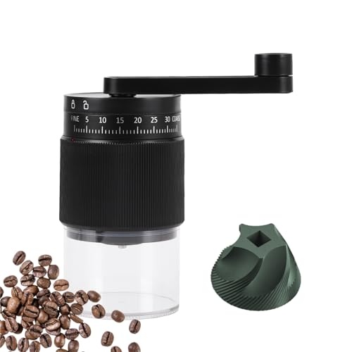 Manual Coffee Grinder - 95 Ceramic Burr, Adjustable Coarse to Fine, 30g Beans & 80ml Powder, Detachable Handle for Espresso, French Press, Camping