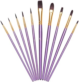 Vicloon 10Pcs Paint Brushes, Professional Painting Brushes Set Nylon Hair Artist Paint Brushes for Acrylic Oil Watercolor Gouache Face Painting