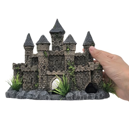 Image of M2cbridge Aquarium Decor Castle Shipwreck Ornament Underwater Landscape(Mountain Castle)