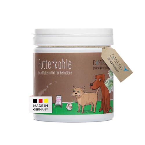 DIMIKRO Futterkohle für Hunde & Katzen 250g - Aktivkohle ideal geeignet bei Futterumstellungen oder empfindlicher Verdauung - Kohlepulver für Haustiere - Mischen mit Futter oder Trinkwasser