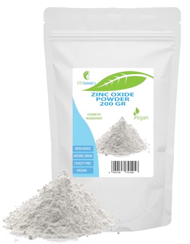 Polvo de óxido de zinc - 200 gr - Ingrediente cosmético, material de alta pureza, no nano