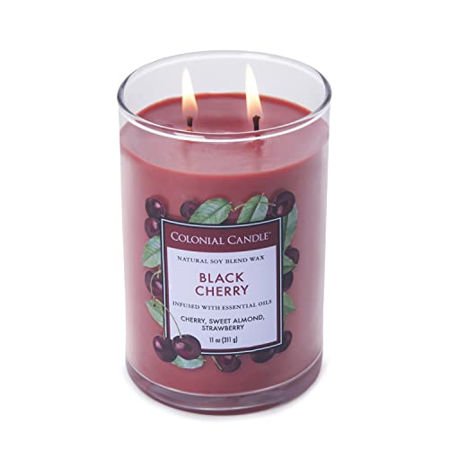 Colonial Candle Black Cherry Scented Jar Candle, Classic Cylinders Collection, 2 Wick, Red, 11 Oz - Up To 80 Hours Burn #TOP2