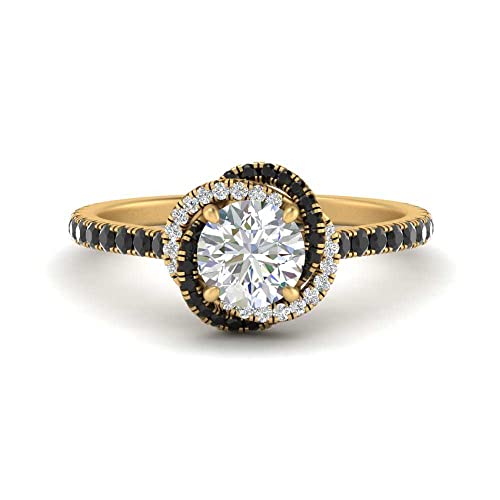 Image of 55Carat Choose Your Gemstone Flower Diamond CZ Ring Yellow Gold Plated Round Shape Halo Engagement Rings Everyday Jewelry Wedding Jewelry Handmade Gifts for Wife US Size 4 to 12