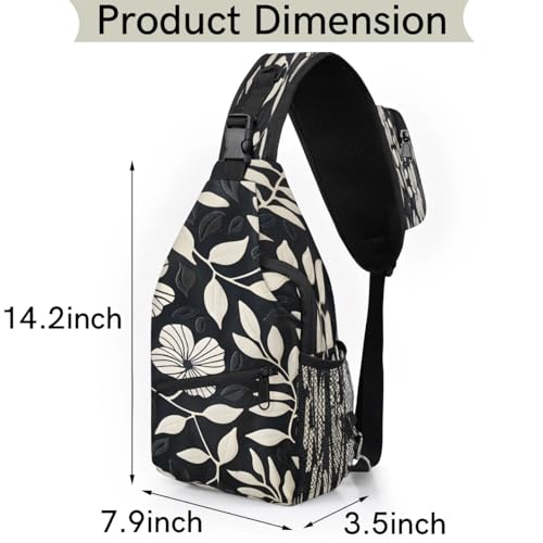 Bolso Sling Unisex con Estampado de Hojas y Flores miniatura 2