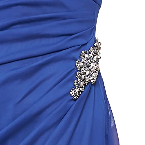 Image of Alex Evenings Women's Long Cold Shoulder Mother of the Bride Dress with Beaded Detail at Hip