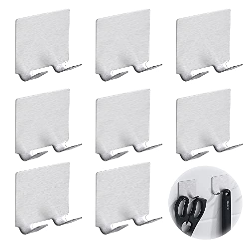 MiSevteen 8 Stück Rasierer Halter Haken Edelstahl Mehrzweckhaken Selbstklebend Duschhaken Wand Wasserdichte Badezimmer Haken Ohne Bohren Klebehaken Handtuchhaken für Decke Bad Küche Badezimmer Cover