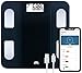 SENSSUN Bluetooth waga tkanki tłuszczowej - ładowalna waga łazienkowa inteligentny monitor BMI do analizatora składu ciała, 28 szt./180 kg/400 lb, precyzyjny pomiar z inteligentną aplikacją do śledzenia fitnessu, czarny