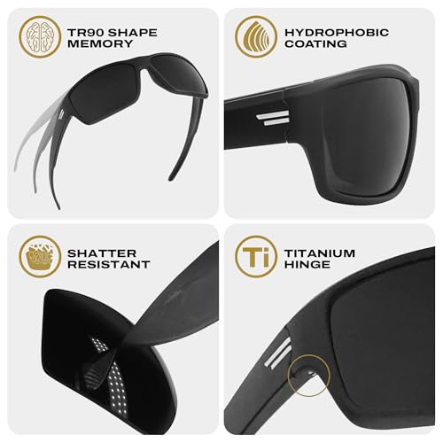 Image of TOROE Super Dark Black Out Polarized Sunglasses Extreme Light Sensitivity Advanced UV Protection C4 Impact Resistant