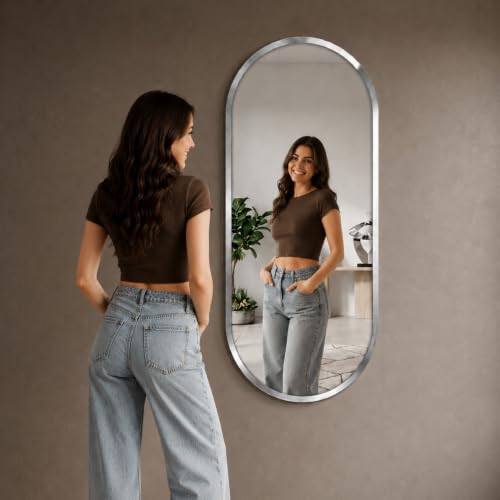 Image of Creative Arts n Frames 5mm Full Length Long Beveled Smooth Edges Frameless Rectangular Wall Mount HD Mirror Home Decor Items (18X48 inch Capsule HD Mirror)