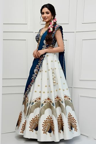 Image of Fancy Heavy Embroidery Work Shimmer Silk Semi-stitched Rajasthani Poshak Rajputi Lehenga Choli For Women
