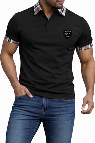 Image of Premium Cotton Polo T-Shirt for Men, Slim Fit, Half Sleeve, Check Collar Design, Casual Stylish