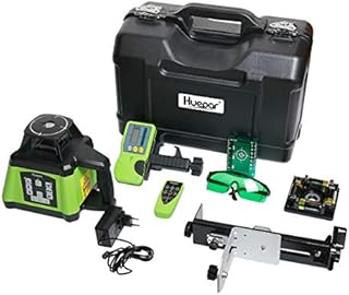 Huepar Electronic Self-Leveling Green Rotary Laser Level Kit -Horizontal&Vertical/Up & Down Plumb Dots -Dual Slope Rotating Laser Level Line with Green Beam, Remote Control, Receiver Included RL200HVG