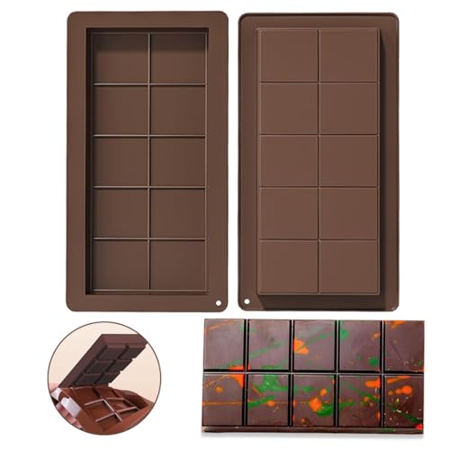 Lot De 2 Moule À Tablette De Chocolat Profond,Moule À Chocolat En Silicone, Moules À Barres De Chocolat De Dubaï,Moule à Chocolat Antiadhésif Pour...