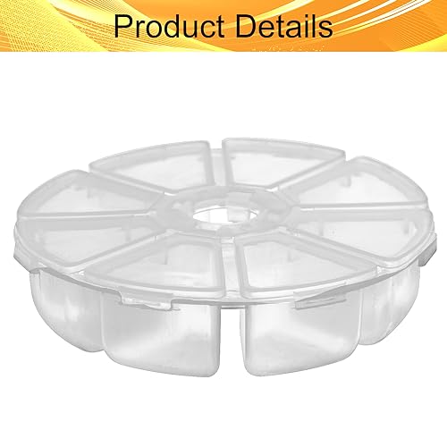 Image of Clear Plastic Organizer Box,Fixed 8 Grids Round Storage Container Jewelry Box with Separate Cover,for Beads Art DIY Crafts Jewelry Fishing Tackles 4.06 inchx4.06 inchx0.94 inch(LxWxH) 2PCS