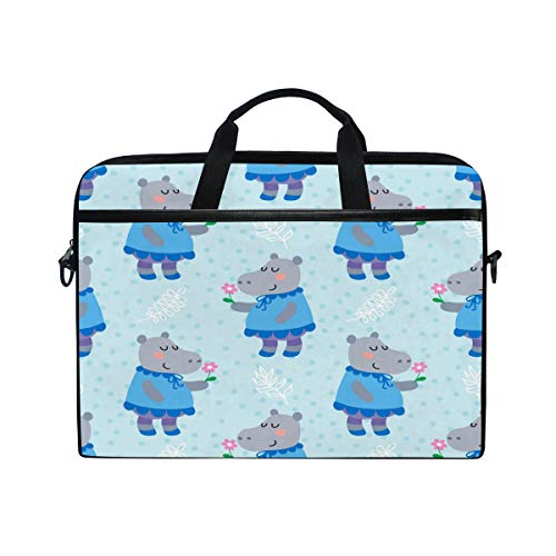 GORIRA パソコンケース PC バッグ おしゃれ 牛 動物 ブルー ノートパソコン かわいい 軽量 手提げ 耐磨性 撥水 衝撃吸収 ショルダーストラップ 2way 15-15.4インチ Macbook ポケット付き 出張 プレゼント