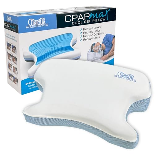 Contour CPAPMax Cooling Gel - CPAP Pillow for Side, Back and Stomach Sleepers with Adjustable Memory Foam - Pillow for CPAP Users, Sleeping with Mask
