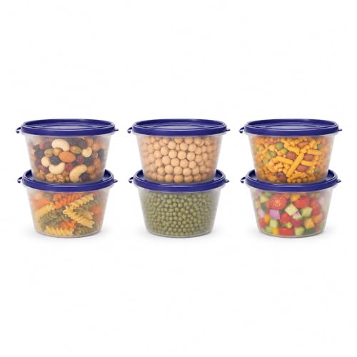 Image of Cutting EDGE Nesterware 750ml Stackable Container (Set of 6, Dark Blue) | BPA-free plastic, stackable design, leak-proof, kitchen storage, pantry, fridge, meal prep, reusable, travel use