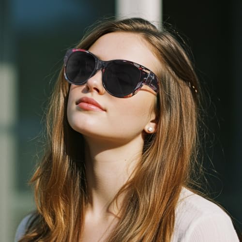 VIEWBETTER® Polarized Fit Over Sunglasses for Women Men, Trendy Oversized Round Wear Over Glasses UV Protection for Driving2