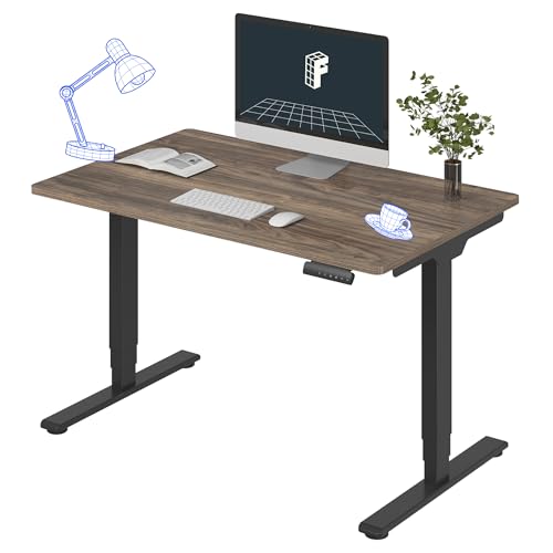 Image of FLEXISPOT E6 3-Stage Dual Motor Electric Standing Desk 48 x 30 Sit Stand Up Desk, Holds 220 lbs, Adjustable Height w /Memory Presets, One-Piece Brown Wood Grain Desktop & Black Frame, Ships in 2 Boxes