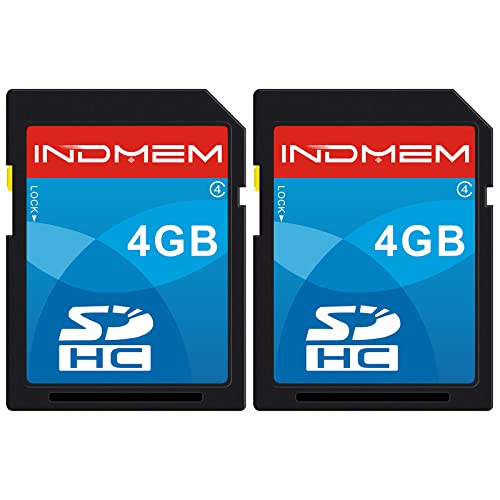 INDMEM Tarjeta SD 4 GB SDHC Class 4 Flash Memory Card 4 GB Camera Cards 2Packs