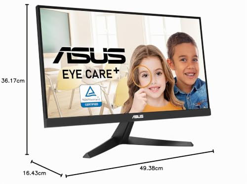 ASUS VY229Q – Moniteur Eye Care (22 Pouces Full HD, IPS, 75Hz, IPS, 1ms, FreeSync™, Technologie Eye Care Plus, Filtre de lumière Bleue, Flicker-Free, Traitement antibactérien, DisplayPort)