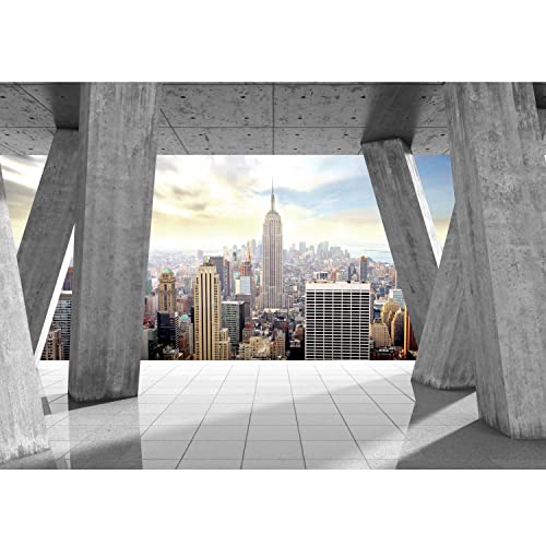Runa Art Papel tapiz fotográfico Ventanas con vistas a Nueva York Moderna Lana Sala Cuarto Salón - Made in Germany - gris 9138010c
