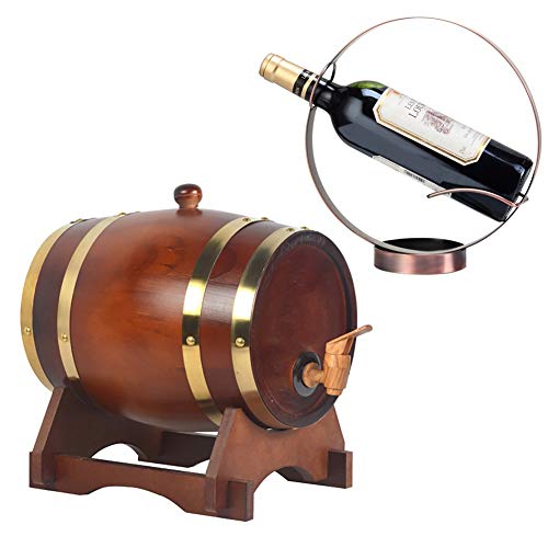 Dispensador de Barril de Vino de Madera de Roble Vintage con Soporte de Madera, para Almacenamiento de barricas de Cerveza de Vino y licores (Color: E, tamaño: 5 L) (E 1,5 L)