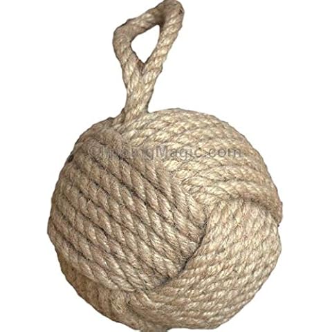 KPAVIR 5" Monkey Fist Doorstop Natural Jute Rope Sailor Knot Cover