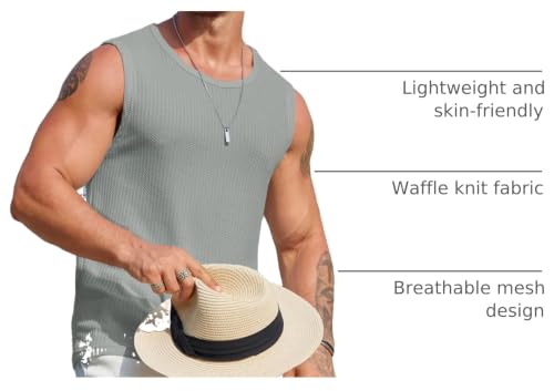 Image of COOFANDY Mens Casual Tank Tops 2 Pack Waffle Knit Sleeveless Shirt Breathable Tank Shirts Summer Muscle Tee