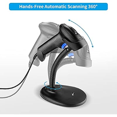 Handheld USB QR Barcode Scanner, NetumScan Wired Automatic 1D 2D Image Bar Code Reader with Adjustable Stand for Store, Supermarket, Warehouse (Wired)