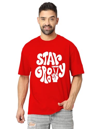 Image of LEOTUDE Men's Oversized Cottonblend Half Sleeve Printed Tshirt for Men | Men's Tshirt