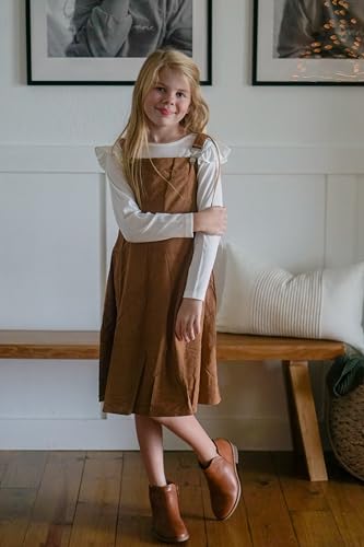 Image of HIHA Little Girls Adjustable Corduroy Pinafore Overall Dress Set Size 6-12