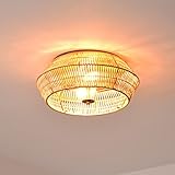c cattleya 2-Light Natural Rattan Flush Mount Ceiling Light Fixture 16 in. Boho Chandelier Farmhouse