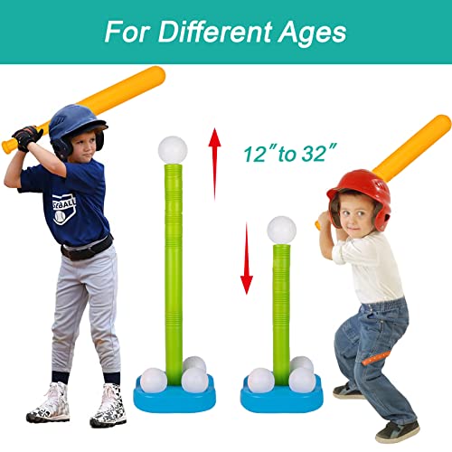 Liberry Adjustable T-Ball Set For Kids And Toddlers, Includes Kids Baseball Bat, Adjustable Height Tee Ball Stand, 4 Balls And Weighted Base, Great Sports Game Toy Gift For Boys Girls #TOP2